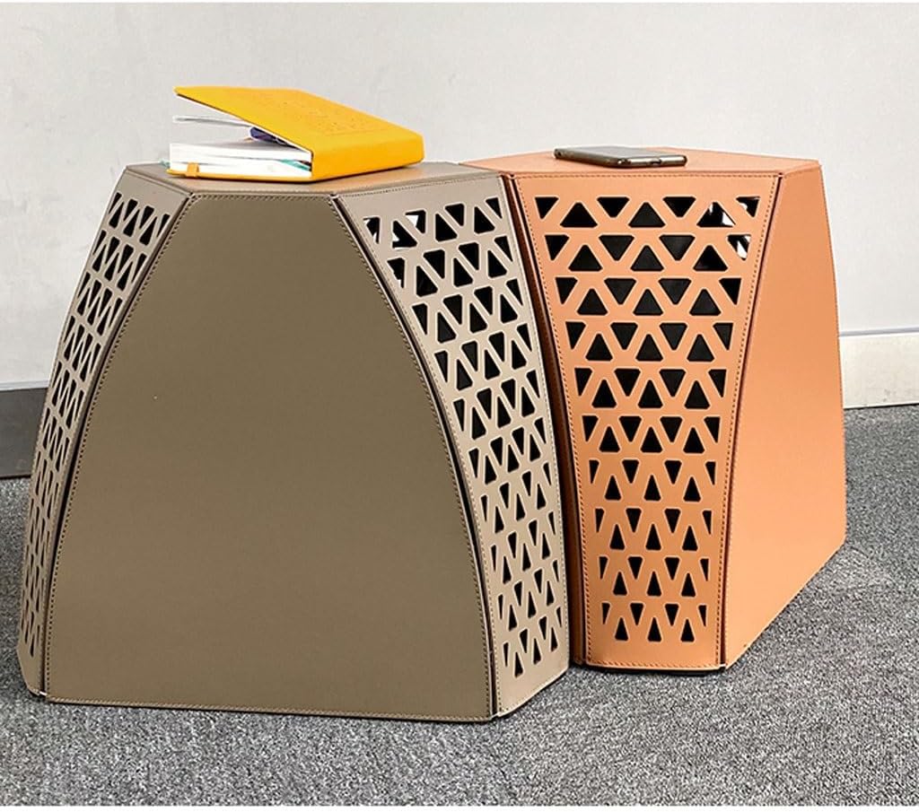 Small Ottoman Foot Rest Shoe Bench Shoe Changing Stool Hard Leather Small Side Table Sofa Corner Hollow Modern Simple Fashion Low Stool Shoe Storage Bench Footstool (Color : A, size : S48cm)
