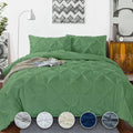 Crown Collection Luxuriate Hotel 1000-TC Hypoallergenic Ultra Soft Design 100% Egyptian Cotton Pinch Plated Duvet Cover with Zipper Colser & 2pcs Pillow Case Set (Super King Plus 120X120) Moss