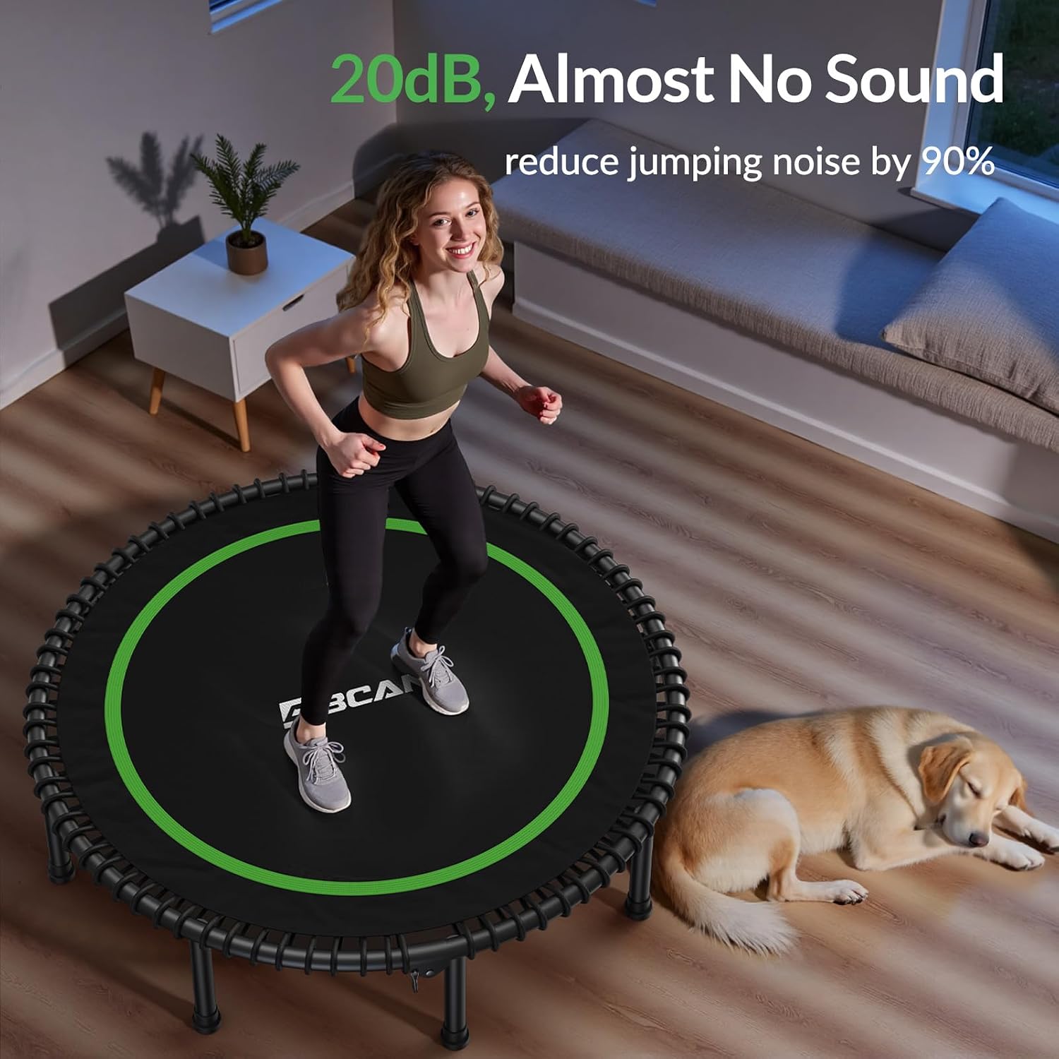BCAN 450/550LBS Mini Rebounder Trampoline for Adults, 40'/48' Foldable Fitness Trampoline with Bungees, Quiet & Stable Exercise Trampoline Indoor/Home/Garden (BT2, Without Handle)