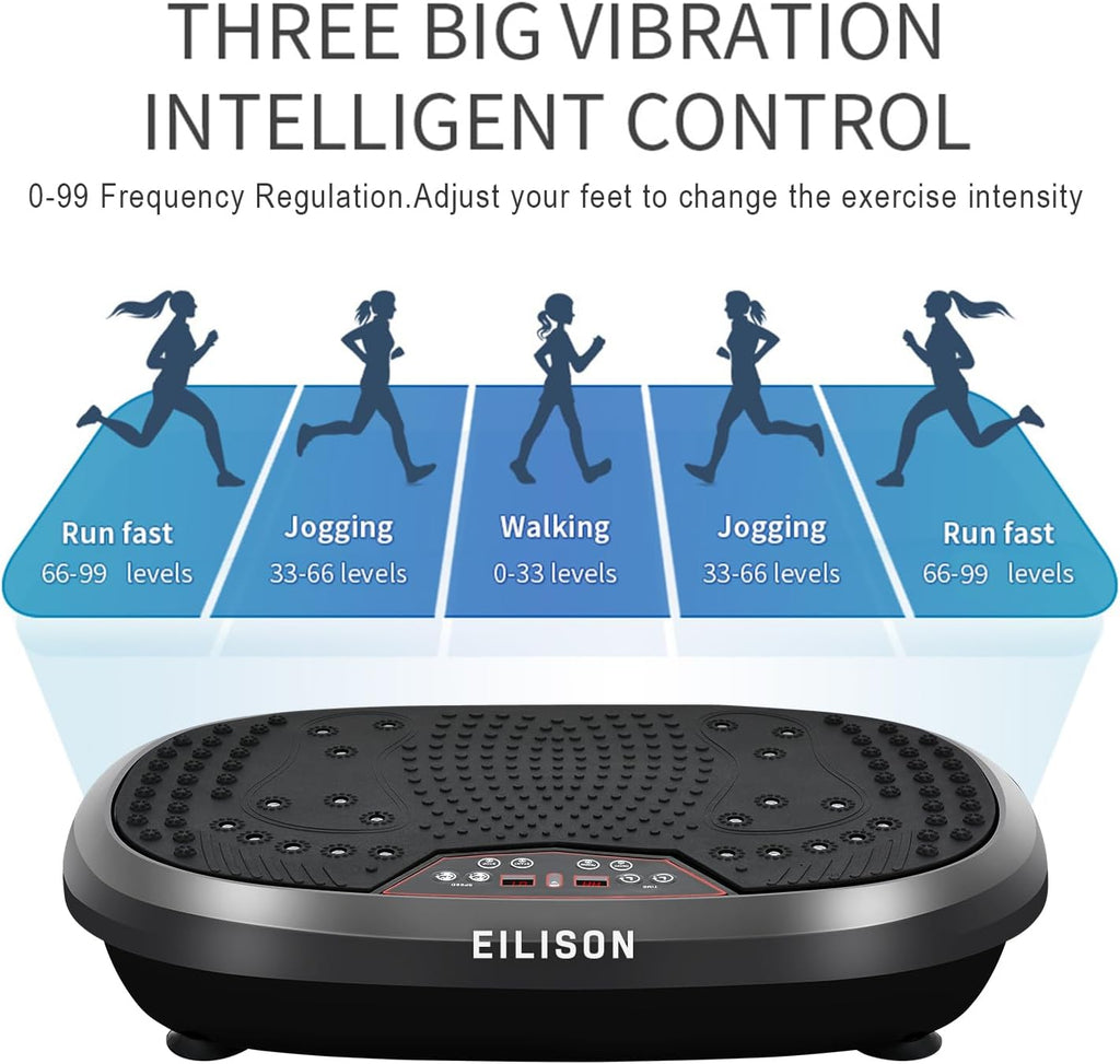 EILISON FitMaxx 3D XL Vibration Plate Exercise Machine - Whole Body Workout Vibration Platform w/Loop Bands - Lymphatic Drainage Machine for Weight Loss, Shaping, Recovery