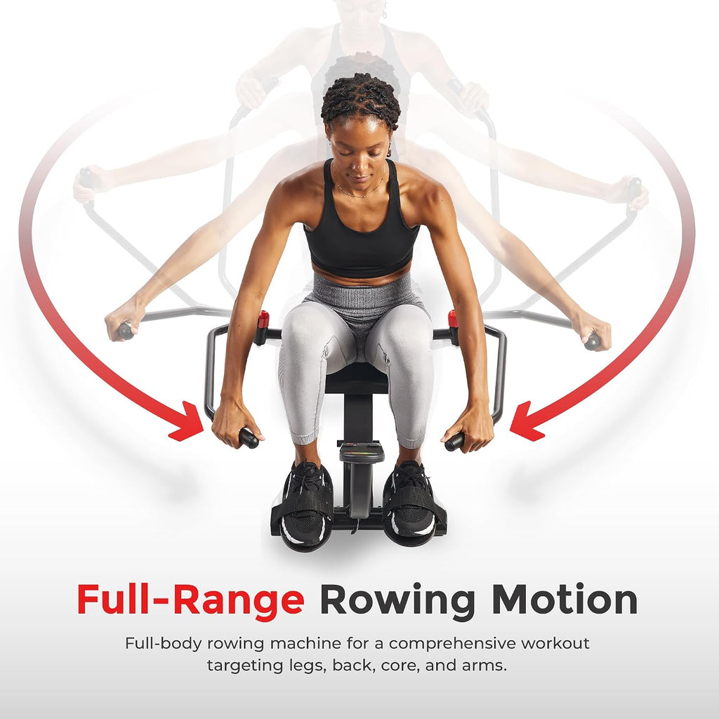 Sunny Health & Fitness Smart Compact 360° Full-Motion Rower, Low-Impact Full-Body Workout Rowing Workout Machine, Wide Motion Range & Space-Saving Design, Free SunnyFit Training App Connection