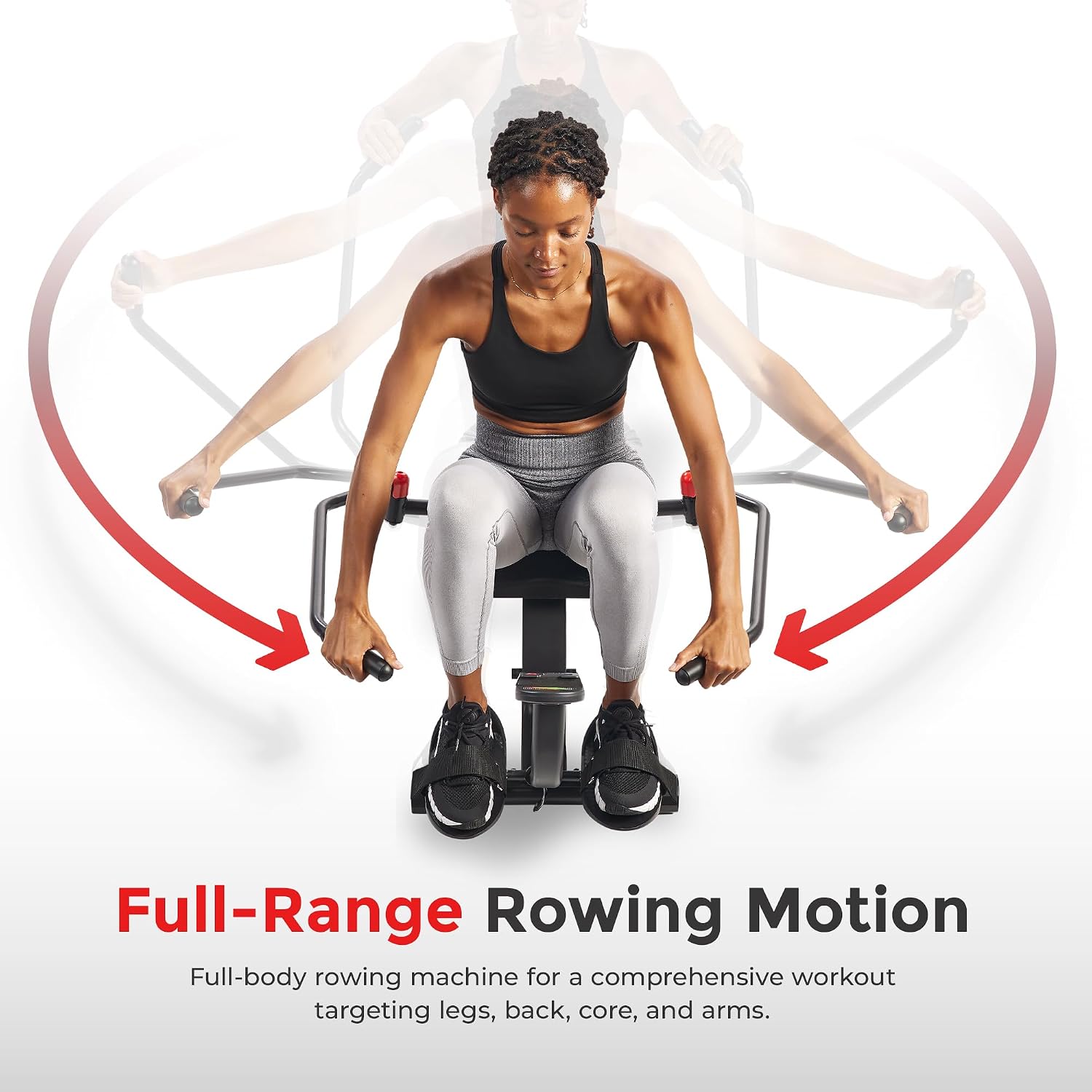 Sunny Health & Fitness Smart Compact 360° Full-Motion Rower, Low-Impact Full-Body Workout Rowing Workout Machine, Wide Motion Range & Space-Saving Design, Free SunnyFit Training App Connection