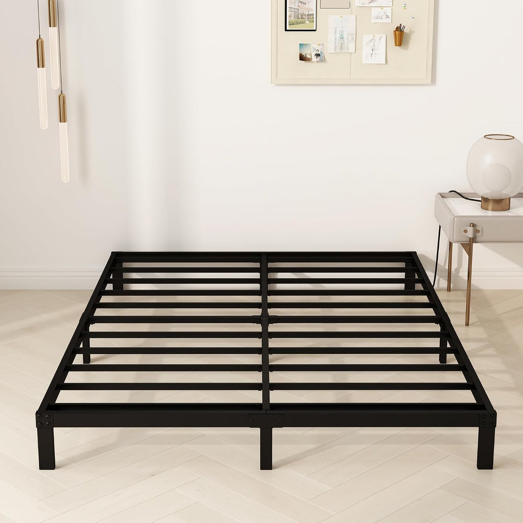 YUSENHEEI 8 Inch King Size Bed Frame, Heavy Duty Metal Platform Bed Frame No Box Spring Needed, Noise Free, Easy Assembly, Black