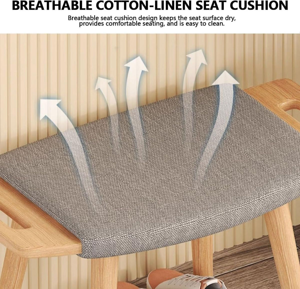 Vintage Shoe Bench, Upholstery and Backless Makeup Stool, Space-Saving Home Vanity Bench Seat, for Bedroom, Bar Counters(Gray)