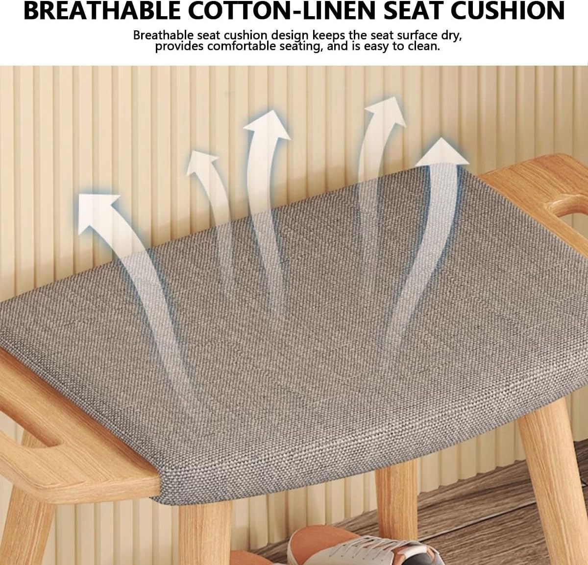 Vintage Shoe Bench, Upholstery and Backless Makeup Stool, Space-Saving Home Vanity Bench Seat, for Bedroom, Bar Counters(Gray)