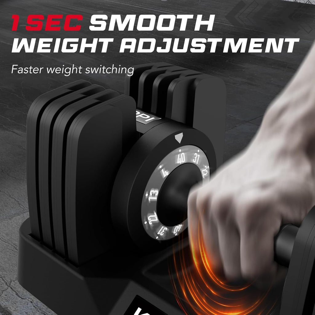 Keppi Adjustable Dumbbells Set-25lb/40lb/55lb/60lb, Anti-Slip Metal Fast Adjust Weight Handle, Exercise & Fitness for Full Body Workout - Adjustable Dumbbell Series