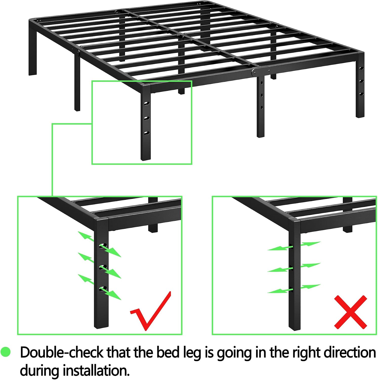 14 Inch King Bed Frame with Round Corners, Heavy Duty Metal Platform Bed Frame King Size, Noise Free, No Box Spring Needed, Easy Assembly - Sturdy and Elegant, Black