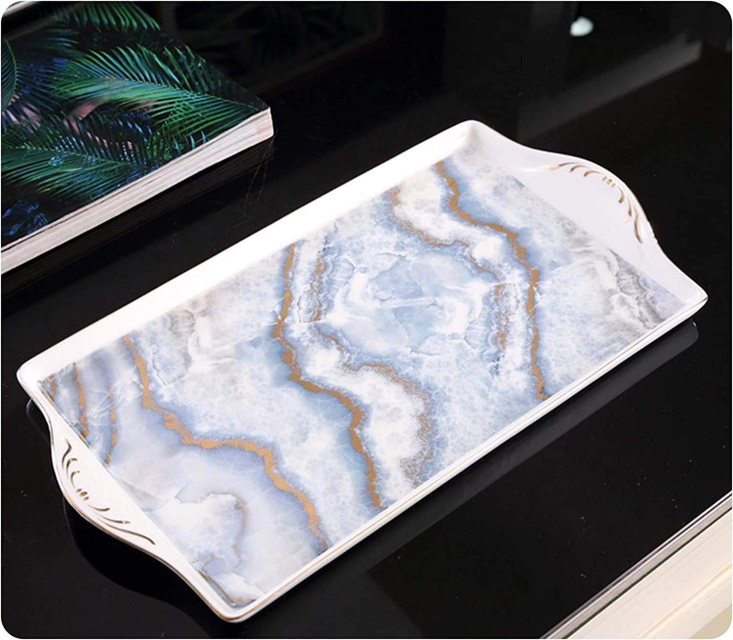 Vanity Bathroom Decor, Ceramic Bathroom Accessory Set Fashion Marble Pattern European Style Bathroom Kit for Housewarming Gift Housewarming Gift(B)