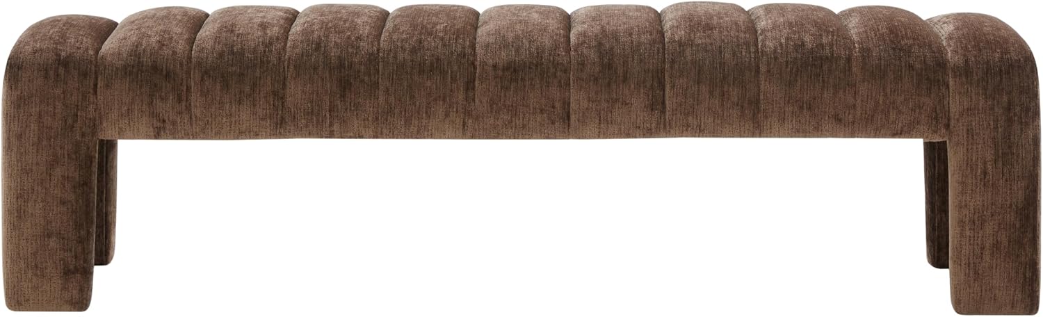 SAFAVIEH Couture Collection – Bellisima Brown Channel Tufted Chenille Bench, Modern Upholstered Accent Seating (SFV5127I)
