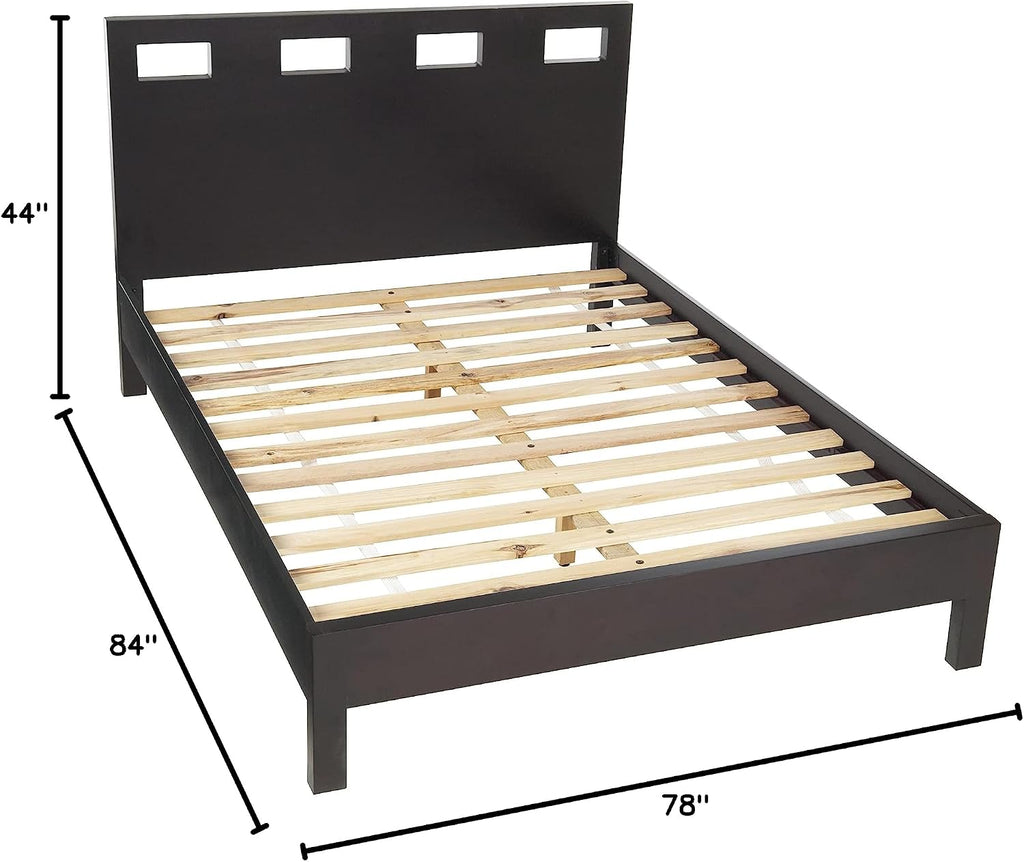 Modus Furniture Solid Wood Platform Bed, King, Riva - Espresso