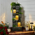 Bumilgar Garden Water Fountains Outdoor Floor Standing, 3 Tier Rock Waterfall Fountain with LED Lights and Pump for Garden, Patio, Backyard, Deck, Porch and Home Art Deco, 56.3' Very Tall