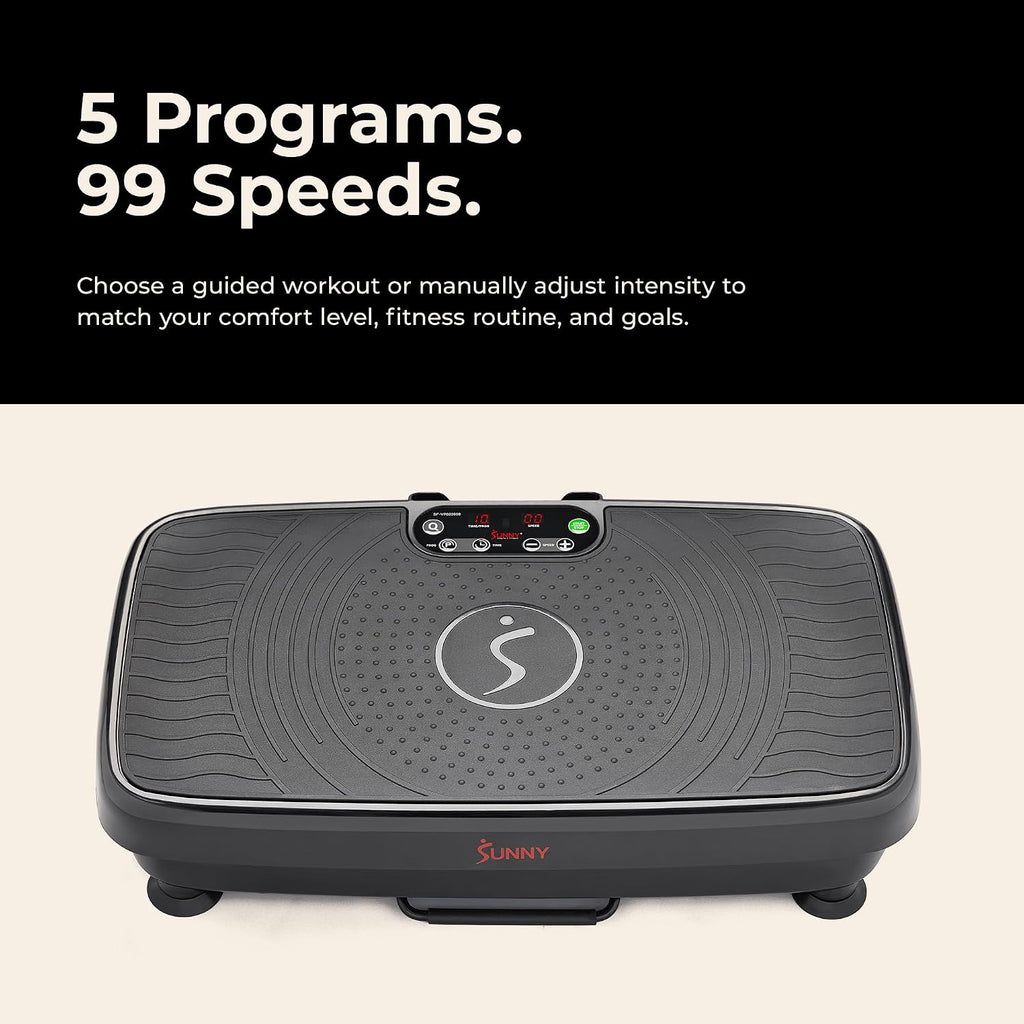 Sunny Health & Fitness Fitboard Vibration Platform Exercise Machine with Multiple Speed Settings and Vibration Modes for Multipurpose Workouts