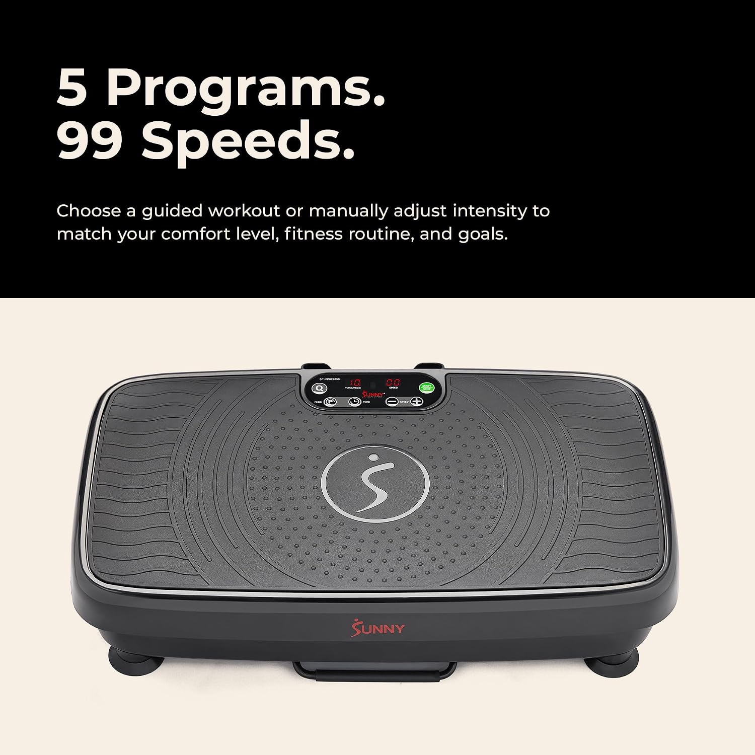 Sunny Health & Fitness Fitboard Vibration Platform Exercise Machine with Multiple Speed Settings and Vibration Modes for Multipurpose Workouts