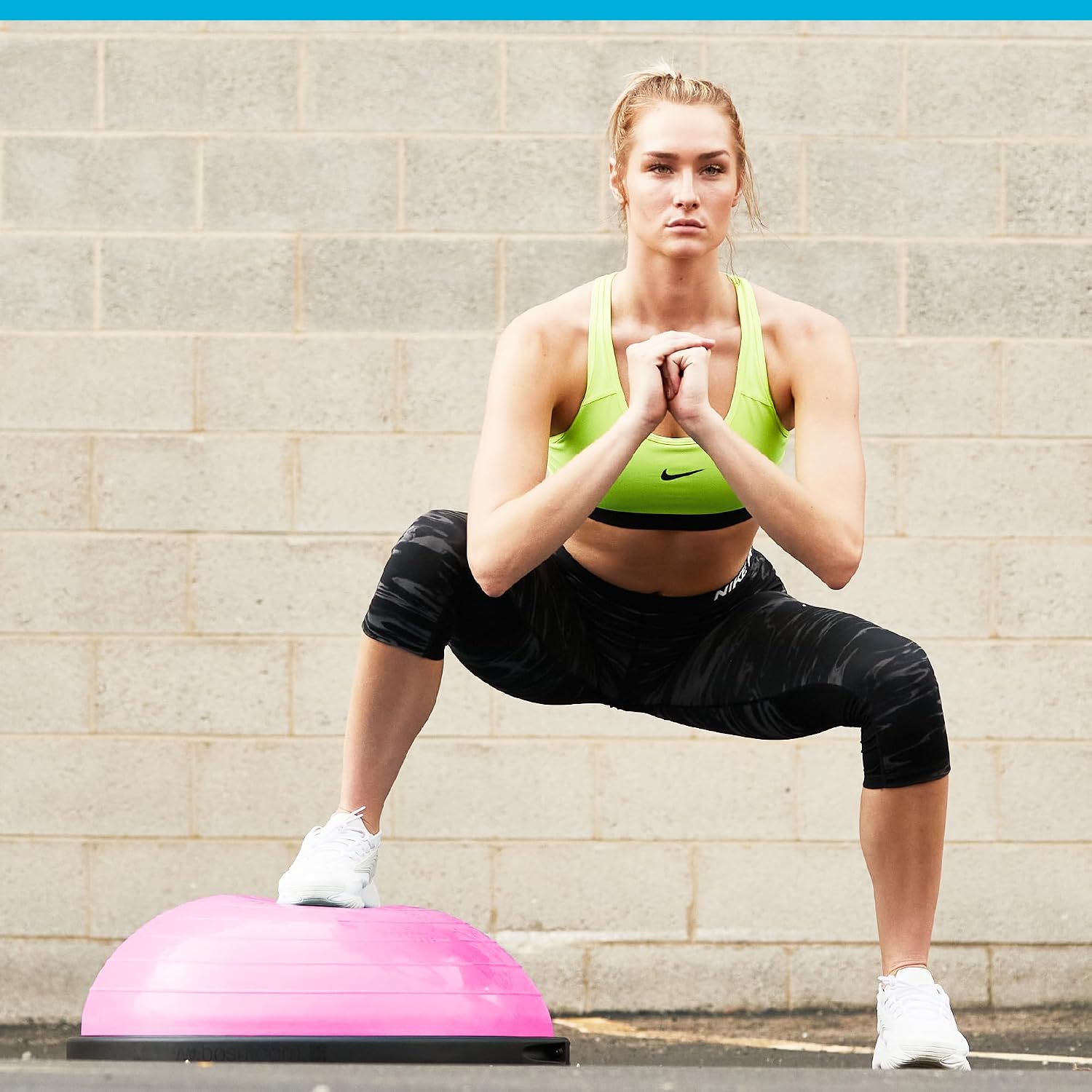 Bosu Balance Ball Exercise Trainer, Home Gym Equipment w/Guided Workouts & Pump, 26' Inflatable Fitness Platform for Strength Training, Standing, Balancing, and Core Workout