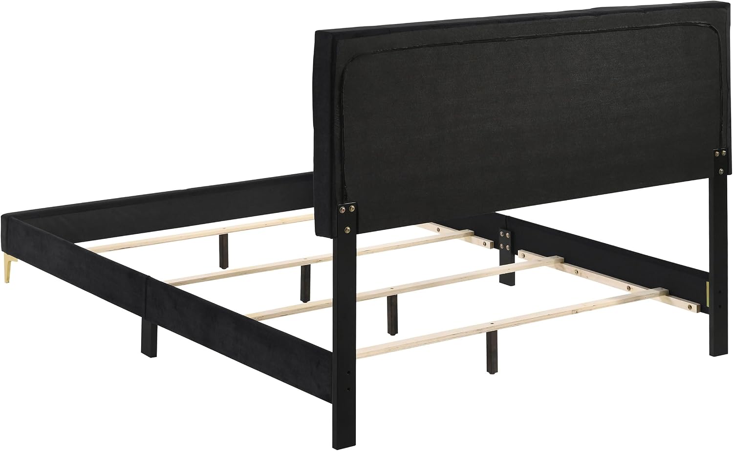 Black/Gold 4-piece Tufted Panel Eastern King Bedroom Set