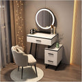 Vanity Benches Vanity Desk Set Glass Top Dresser Bedroom Ladies Fashion Dresser with Side Cabinet, Mirror, Vanity Stool (Color : A)