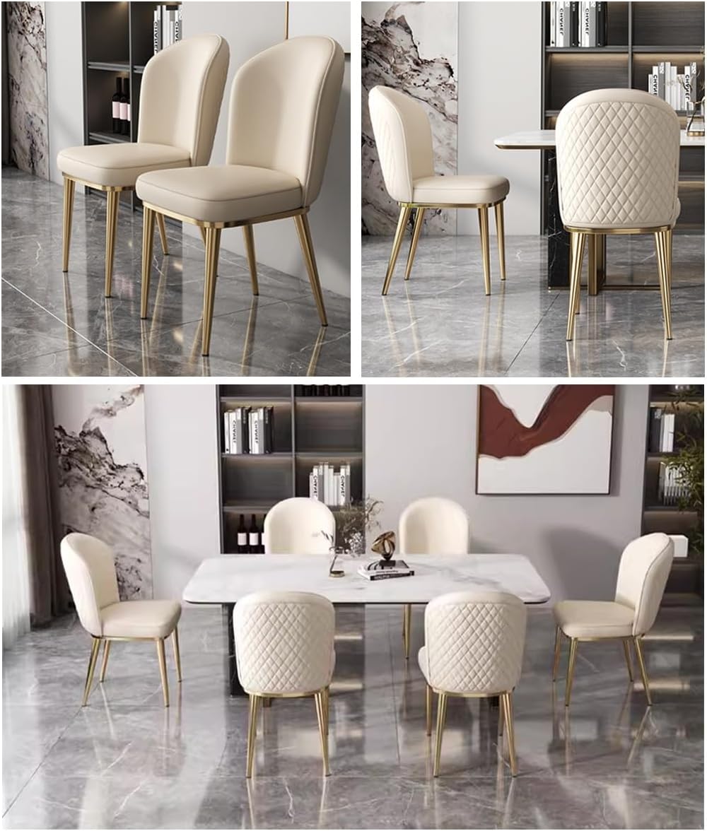 2PCS Back Chair Modern Dining Room Chair Padded Kitchen Chair Armless Leisure Reception Chairs with Gold Legs,Vanity Chair Corner Chairs,Navy Blue