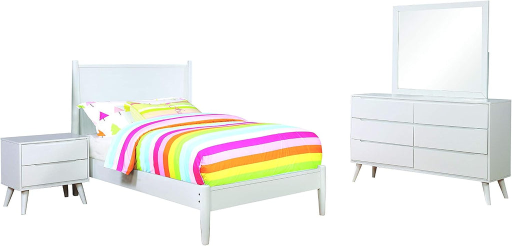 24/7 Shop at Home Chopard Contemporary Wood Bedroom Set, 4-Piece California King Bedroom Set, White