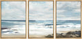 SIGNWIN Framed Canvas Print Wall Art Set Teal Sky Ocean Wave Beach Shore Nature Wilderness Illustrations Modern Art Decorative Scenic Rustic Zen for Living Room, Bedroom, Office - 16'x24'x3 Natural