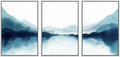 SIGNWIN Framed Canvas Print Wall Art Set Teal Duotone Mountain Lake Reflection Nature Wilderness Illustrations Modern Art Decorative Scenic Rustic for Living Room, Bedroom, Office - 24'x36'x3 White