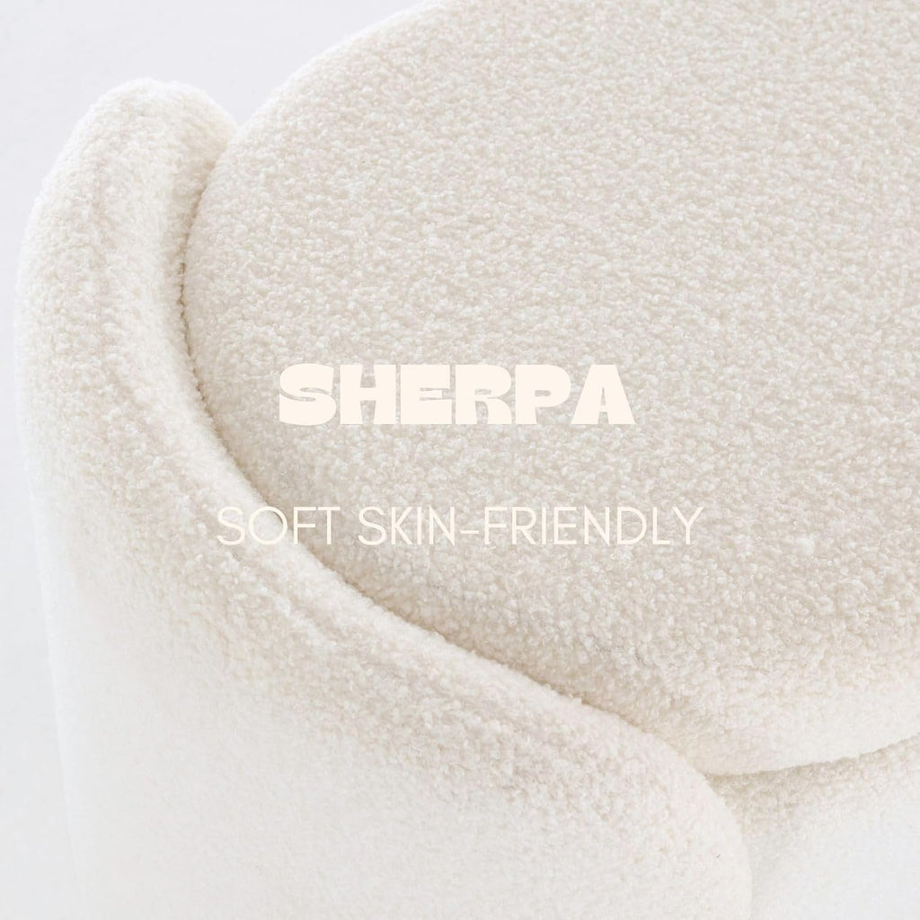 ROCTY White Boucle Storage Bench - 50' Sherpa Ottoman Bench for Bedroom, Entryway, Living Room & Vanity - Teddy Fabric with Storage & Seating