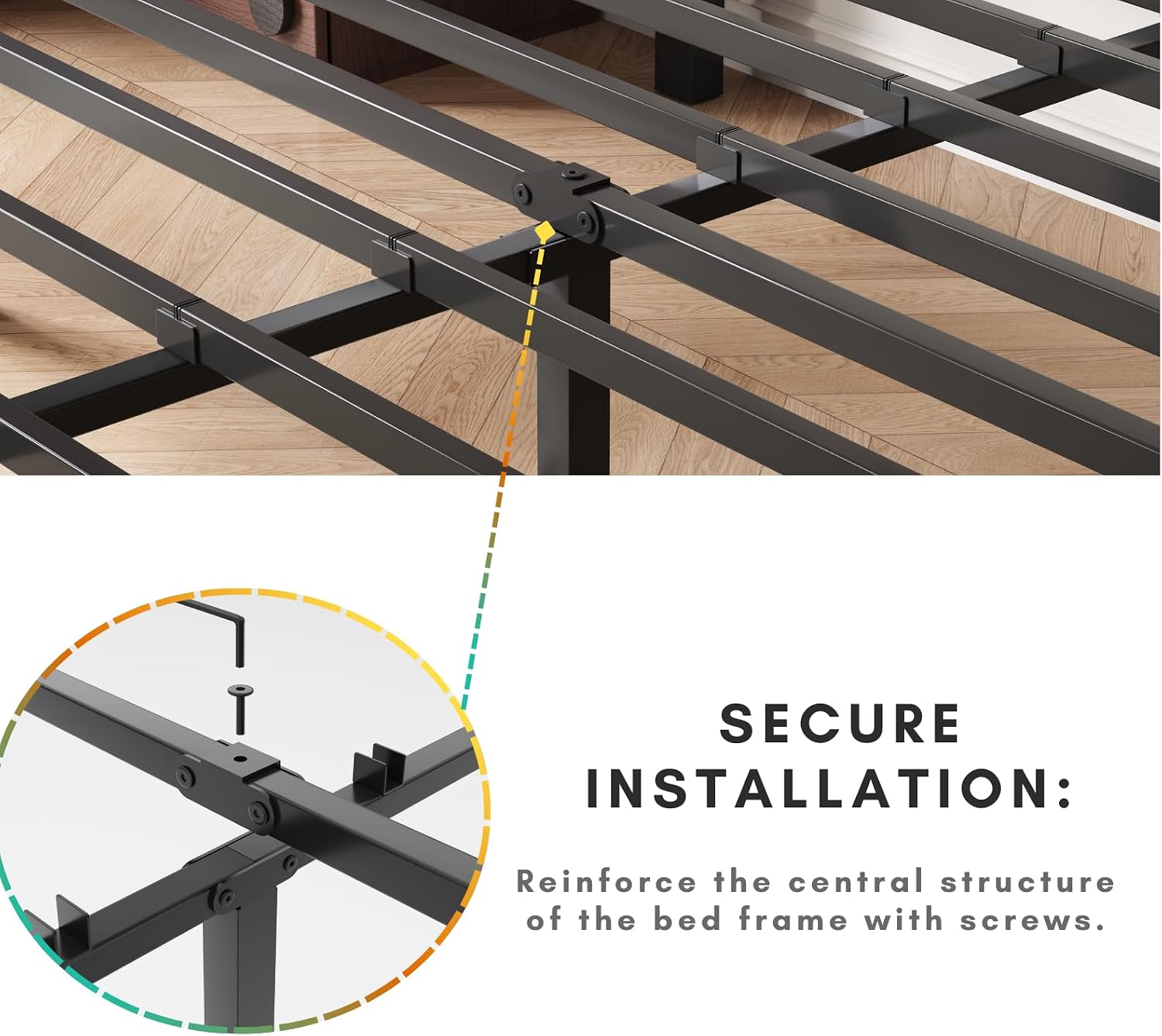 12 Inch High Cal King Metal Bed Frame No Box Spring Needed, Platform California King Bed Frame, Heavy Duty, Easy Assembly, Noise Free, Black