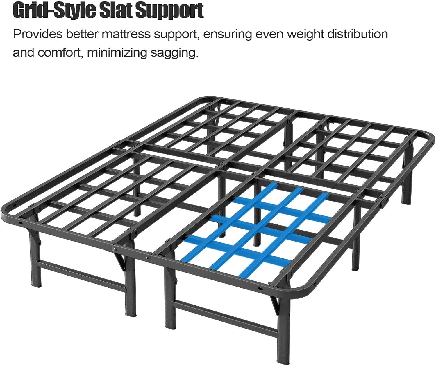 ZIYOO Heavy Duty Full Size Folding Bed Frame, 16 Inch High Metal Platform Bed Frame Full, No Box Spring Needed, Sturdy Steel Frame for Mattress, Easy Assembly, Noise Free, Black