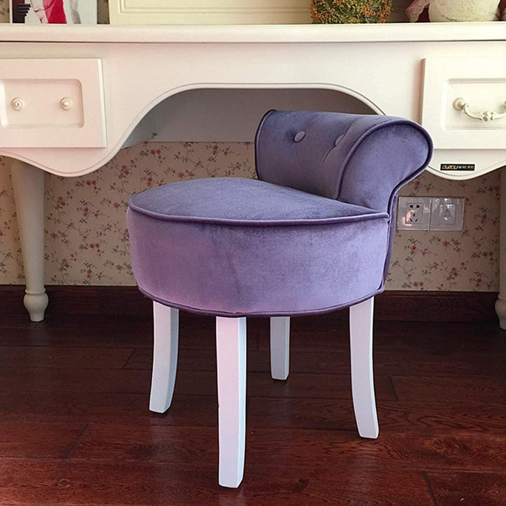 Vanity Stool Makeup Bench Vanity Benches Chair Padded Lounge Makeup Stool Fan Back Dressing Chair Piano Stool Cushioned Stool with Solid Wood Legs, Sitting 44cm / 17.32 Inch
