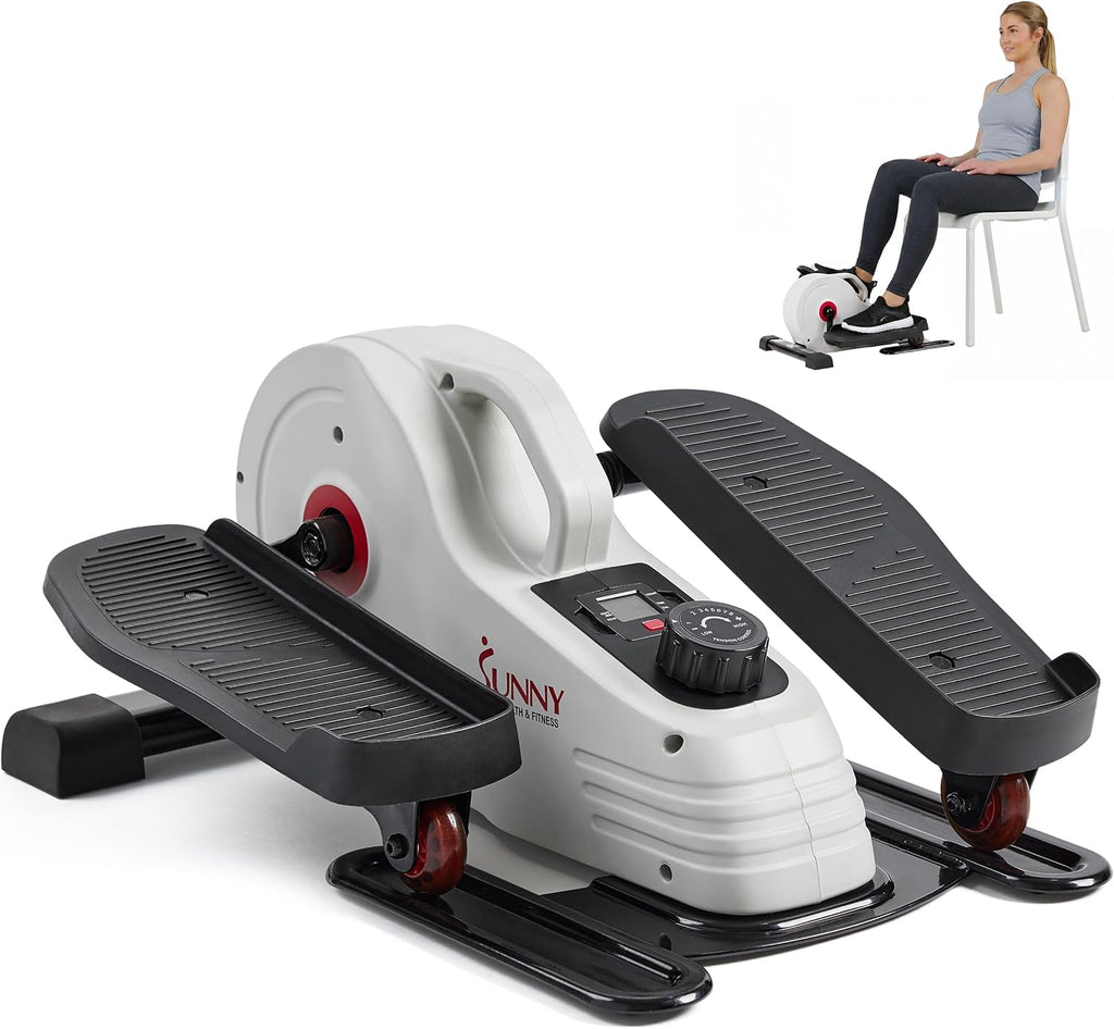 Sunny Health & Fitness Under Desk Pedal Elliptical Machine, Adjustable Resistance Leg Exerciser Office Home Workout While Sitting for Seniors