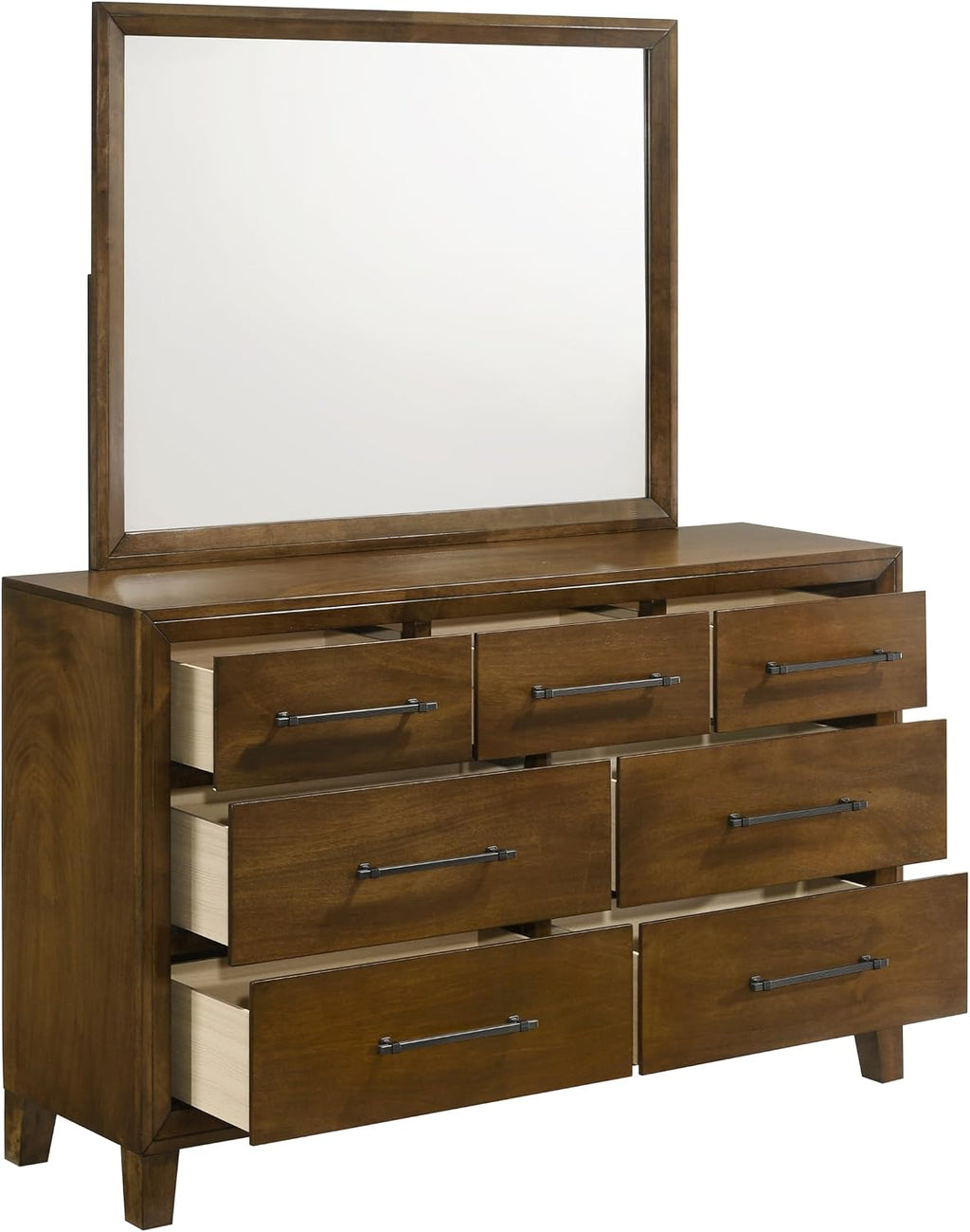 New Classic Furniture Ballard 4-Piece Wood King Bedroom Set with Nightstand, Walnut Brown