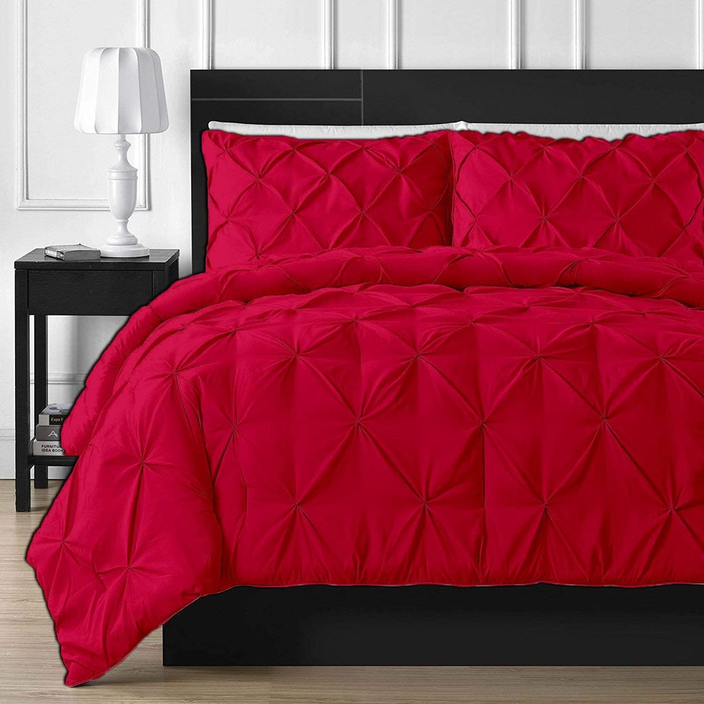 Crown Collection Luxuriate Hotel 1000-TC Hypoallergenic Ultra Soft Design 100% Egyptian Cotton Pinch Plated Duvet Cover with Zipper Colser & 2pcs Pillow Case Set (Super King Plus 120X120, Hot Pink)