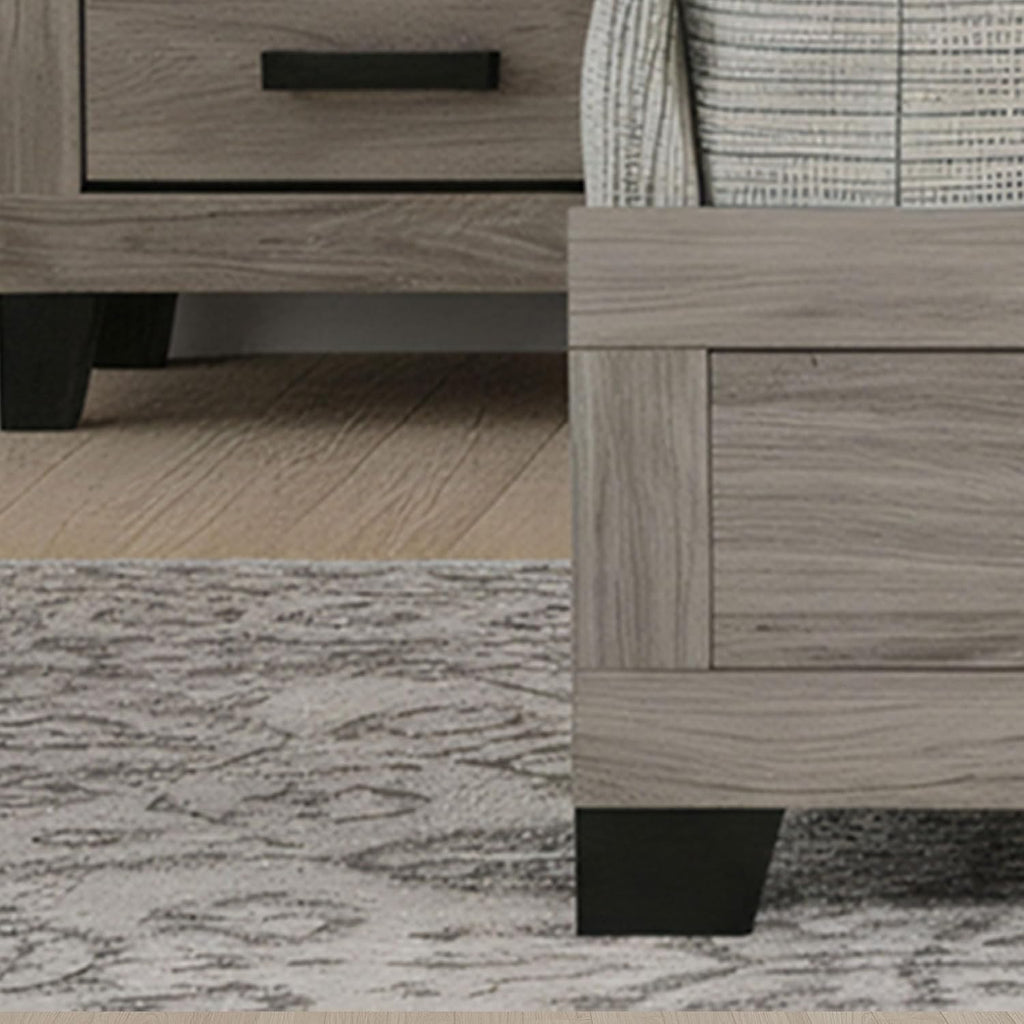Kings Brand Furniture Napa Farmhouse 2-Piece Bedroom Set - Light Grey and Slim-Profile Design Wood Bed Frame with 1 Nightstand (King)