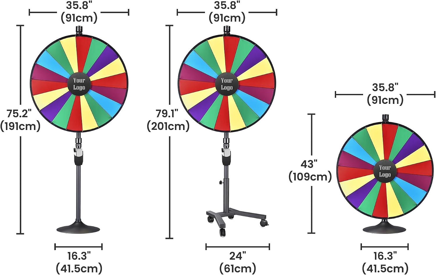 WinSpin 36' 3in1 Prize Wheel with Mobile Base Custom Center Trade Show Market