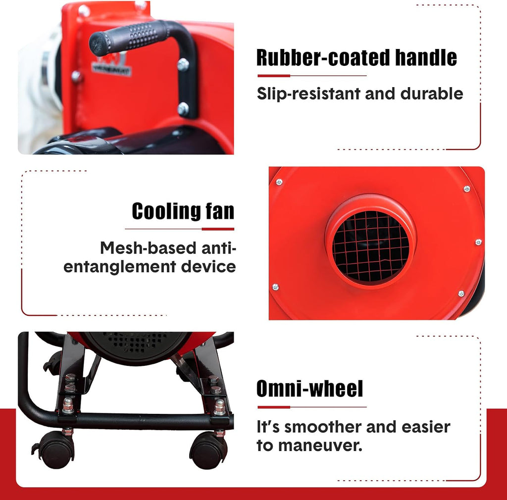 Horizontal Woodworking Dust Collector 750W (1HP) Electric Dust Extraction Machine with 15-Gallon Bag, Mobile Base, Wall Mount for Efficient Workshop and Garage Cleanup