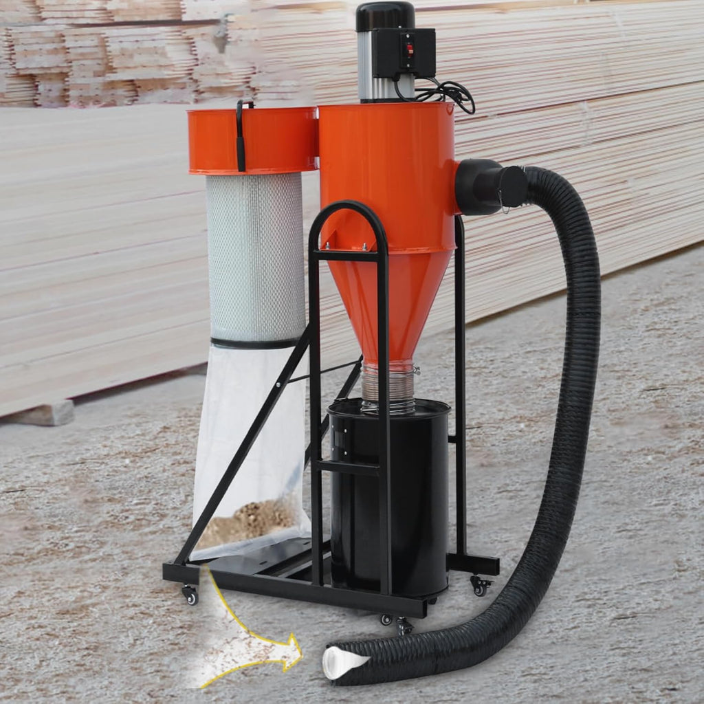 VEVOR 2 HP Dust Collector, 1167 CFM, Portable Vortex Dust Collector, with 39 Gallon Collection Bag and Mobile Base, 120V, 3400 RPM, 3μm Canister Filter Kit, for Woodworking Dust Collection System