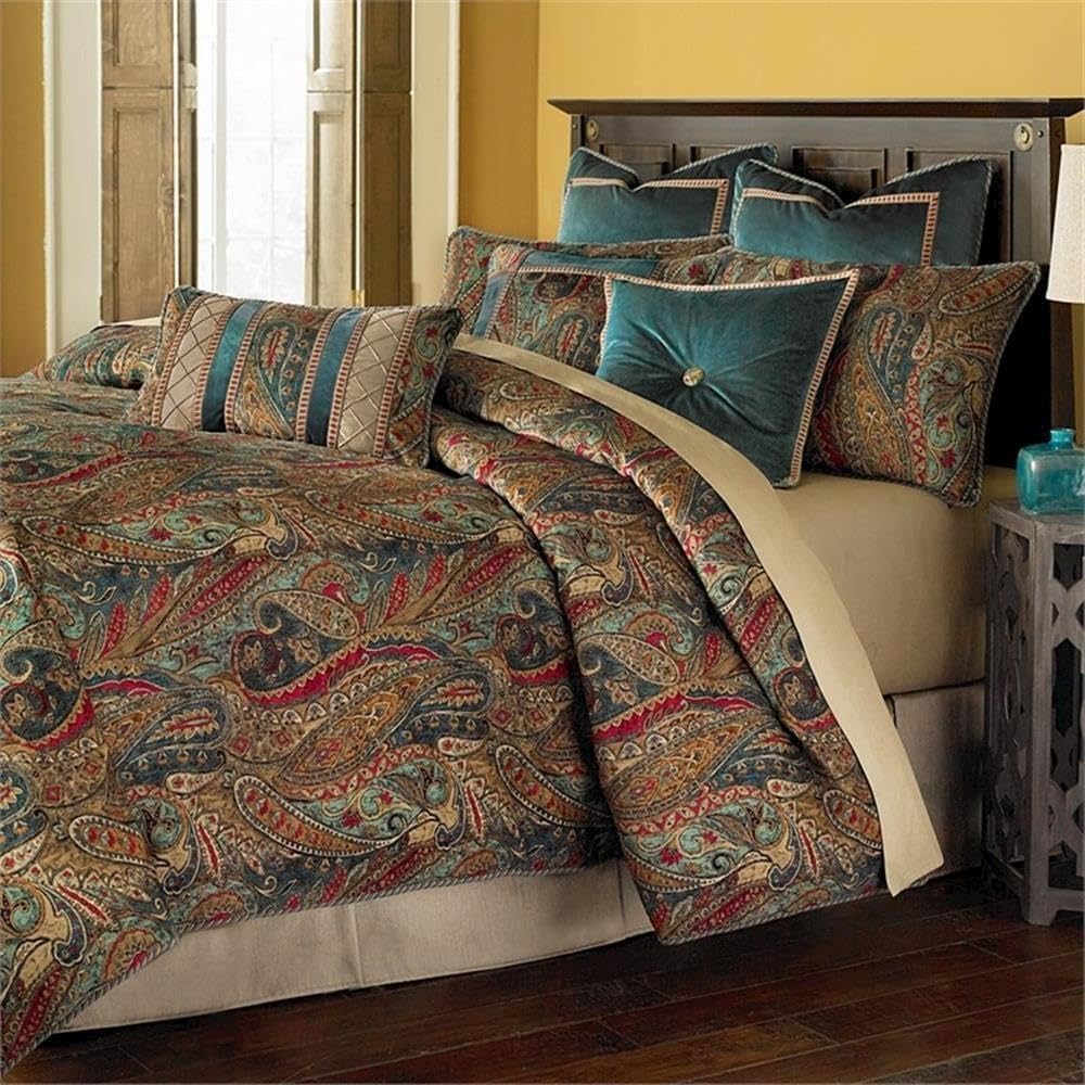 Michael Amini BCS-KS10-SEVILE-HNY 10 Piece Seville Comforter Set, King, Honey