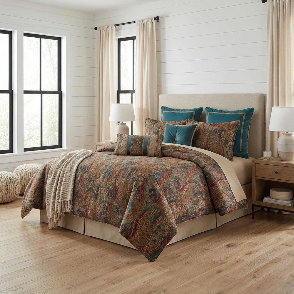 Michael Amini BCS-KS10-SEVILE-HNY 10 Piece Seville Comforter Set, King, Honey