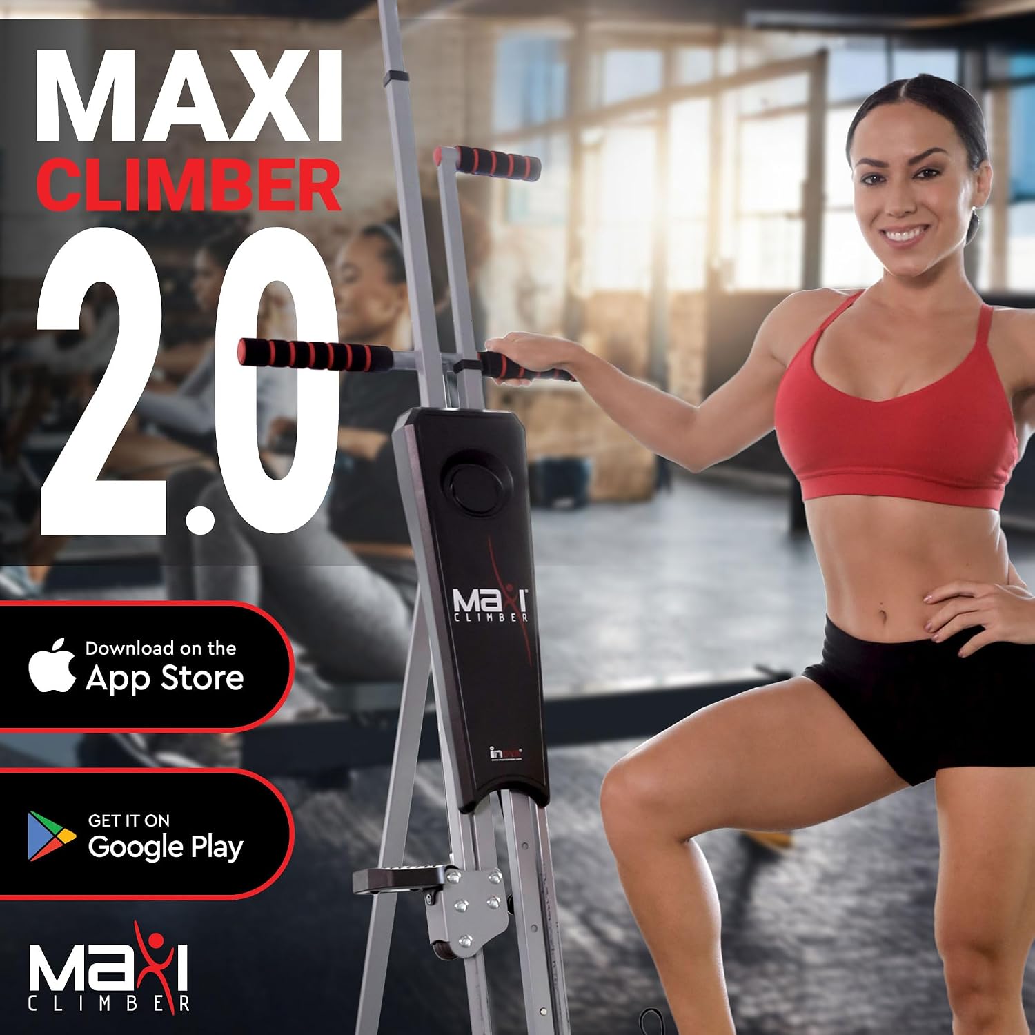 MaxiClimber 2.0 Vertical Climber ERS (Elastic Resistance System) - Easy to Assemble, Folding Exercise Machine Combines Cardio & Strength Training for a Low Impact, Full Body Workout - Free Fitness App