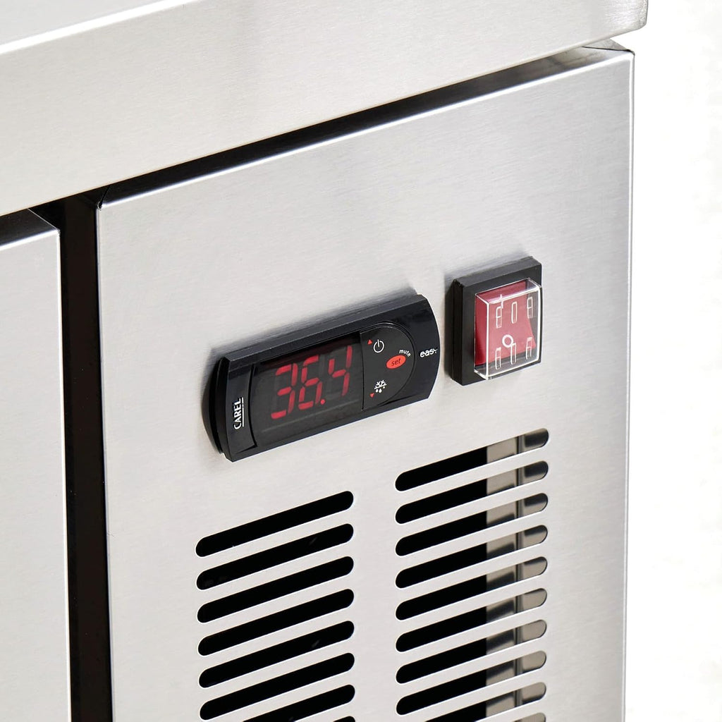 Kratos Commercial Refrigerator, 48' Wide Two Drawer Chef's Base, Refrigerated Mobile Equipment Stand for Restaurants, Stainless Steel, 115V, 9.6 Cubic Ft. Capacity (67K-315)