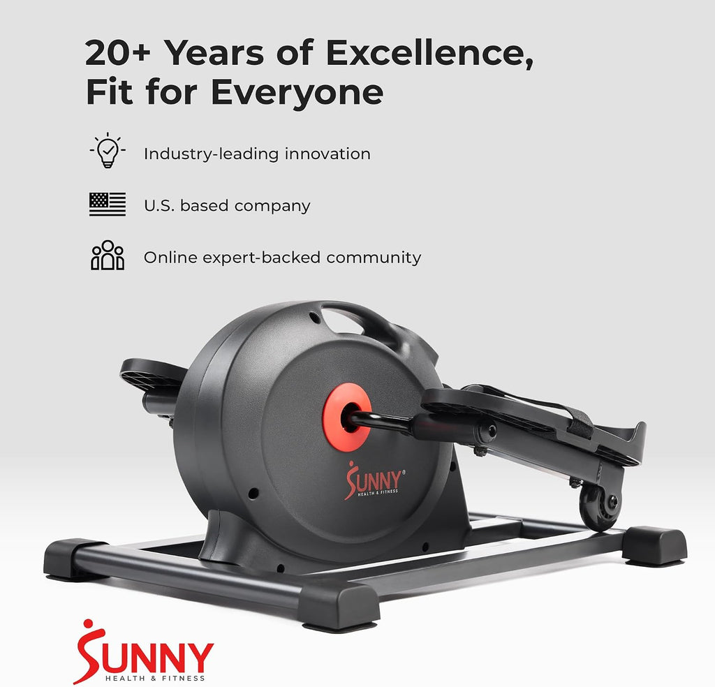 Sunny Health & Fitness Under Desk Pedal Elliptical Machine, Adjustable Resistance Leg Exerciser Office Home Workout While Sitting for Seniors