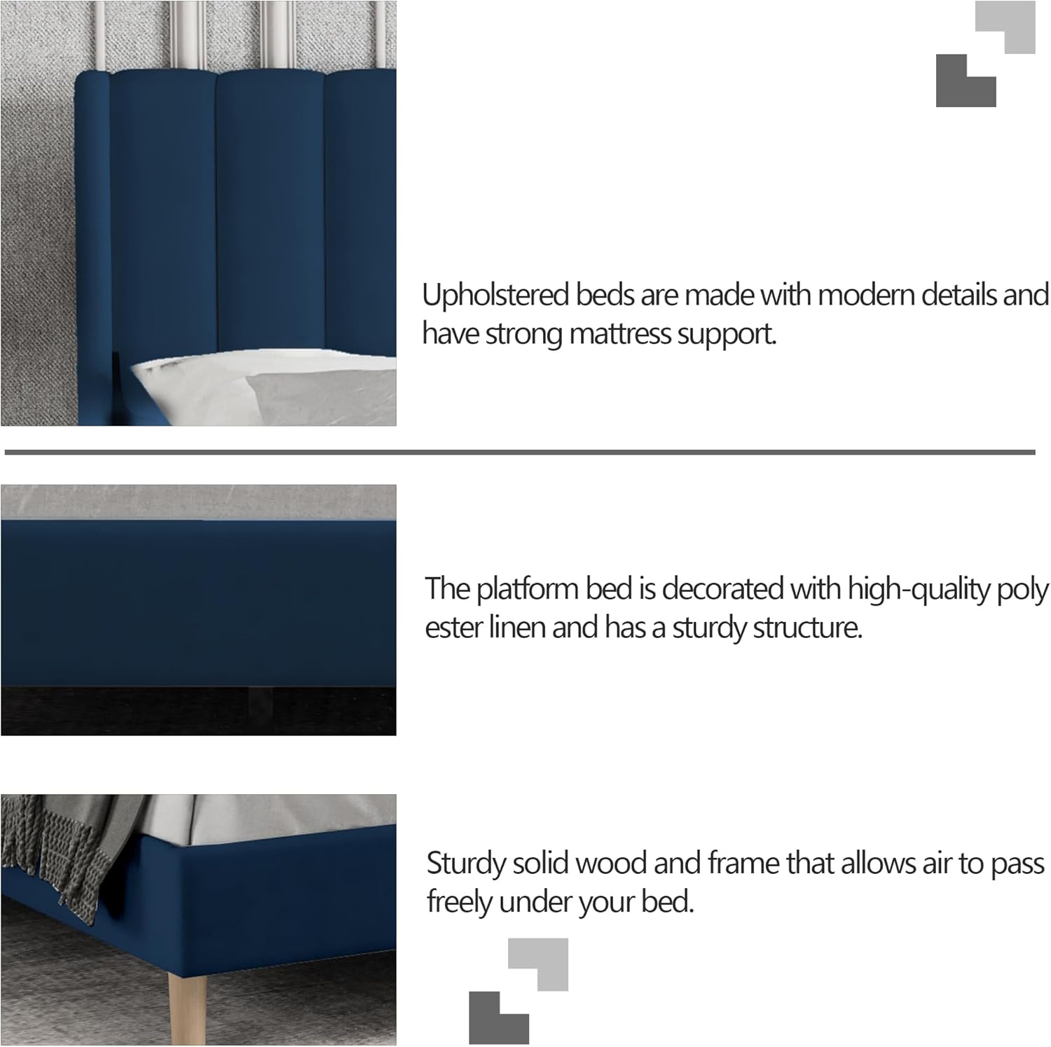 Twin Size Bed Frame with Headboard, Modern Upholstered Velvet Platform Bed, Heavy Duty Wooden Slats Support, No Box Spring Needed, Noise-Free & Easy Assembly, Blue