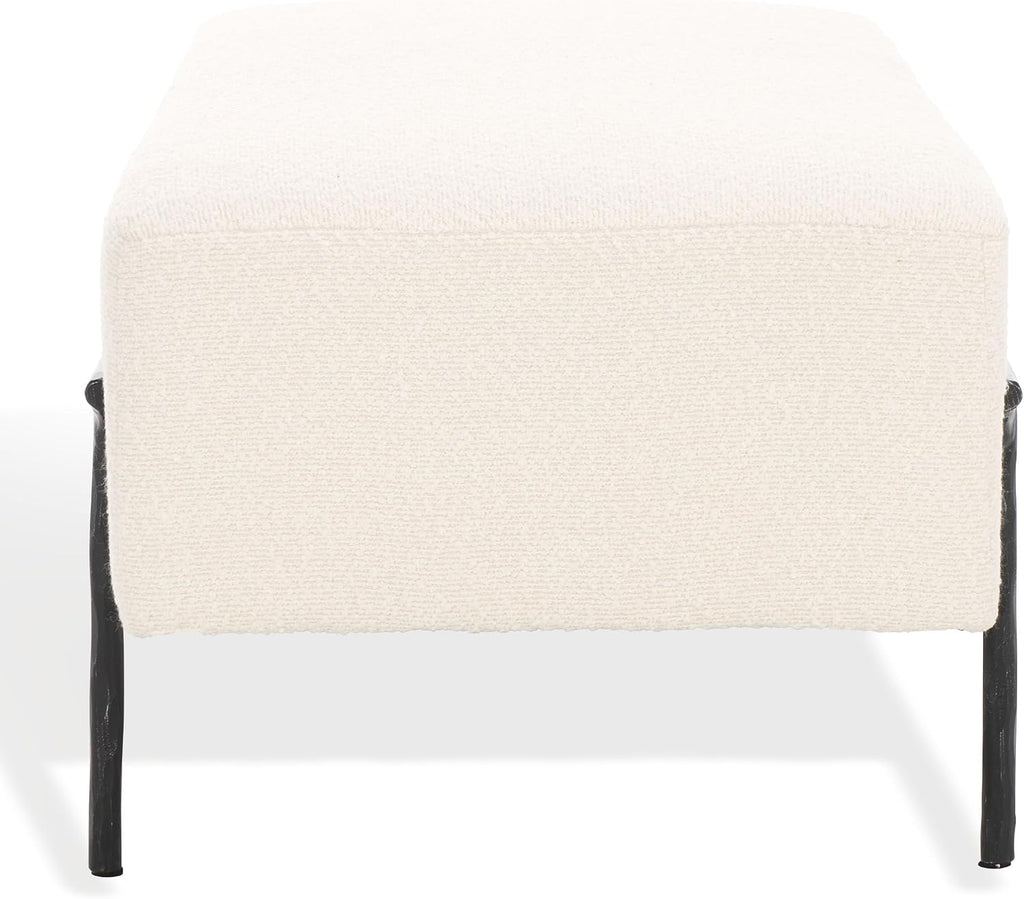SAFAVIEH Couture Collection Jessa Glam Ivory Boucle & Black Bench