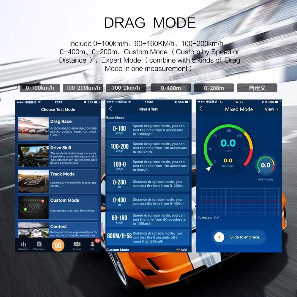 PGEAR 20Hz GPS P610 Based Performance Meter Box with Mobile App, Car LapTimer and Drag Meter, Racing Accelerometer