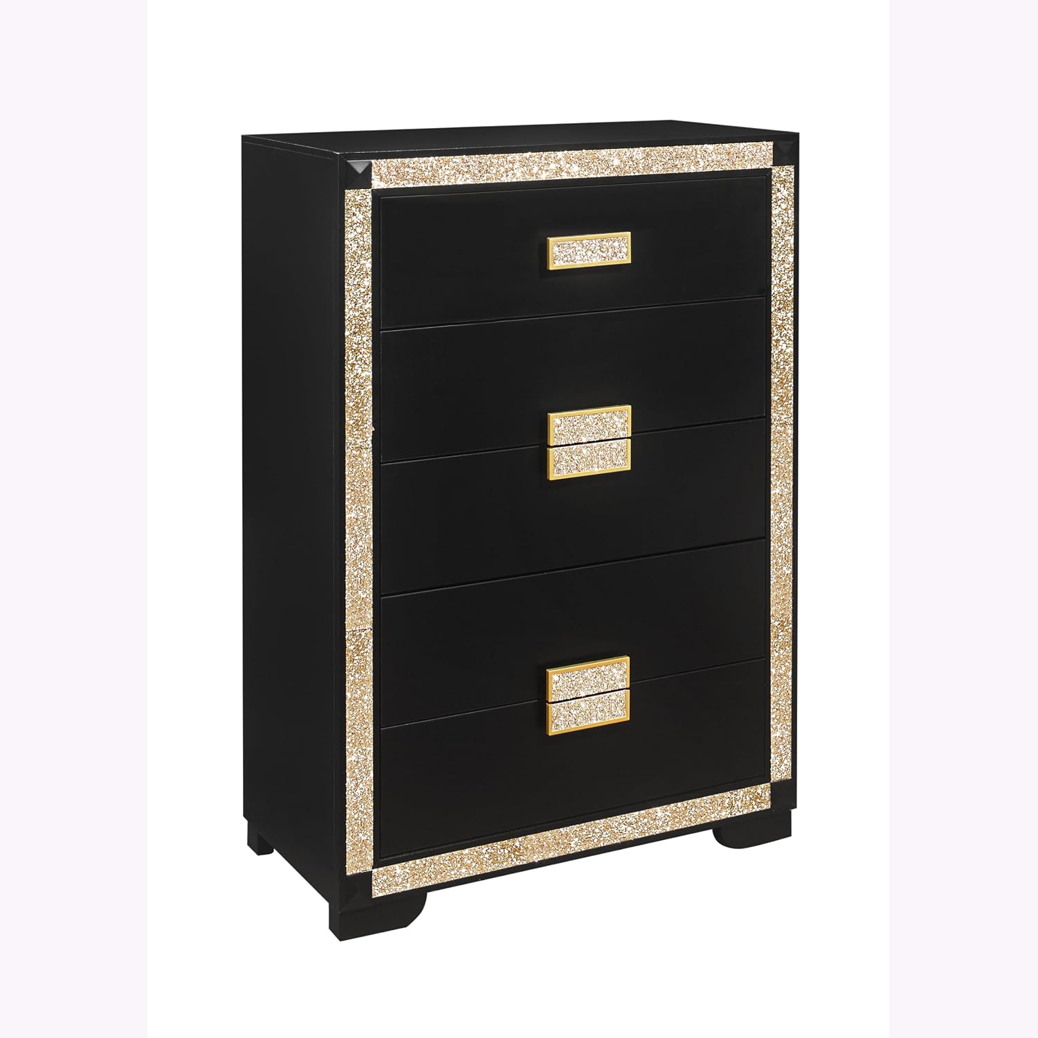 Black,Gold King 5PC Bedroom Set
