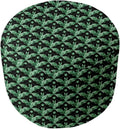 Stylish 20'' Wide Round Geometric Printed Cube Ottoman Create A Bold Statement in The Livingroom | UV, Scratch & Fade Resistant Vanity Stool Super Soft Extra Plush Comfy Bench Black Green Color