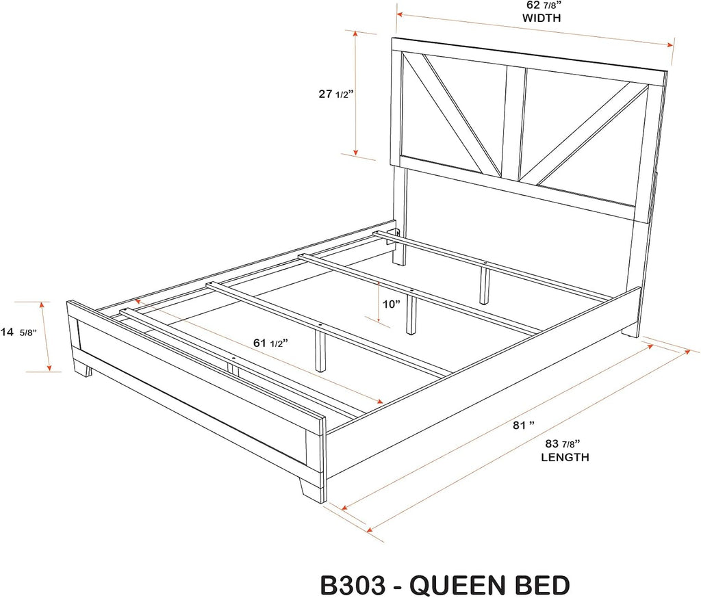 Kings Brand Furniture 2-Piece Antique Natural Bedroom Set – Wood Bed Frame and 1 Night Stand (Queen)