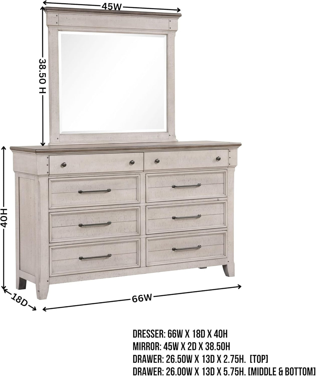 Roundhill Furniture Walcott 4-Piece Bedroom Set with Touch LED Lighting, Weathered Dusty-Taupe Finish, King