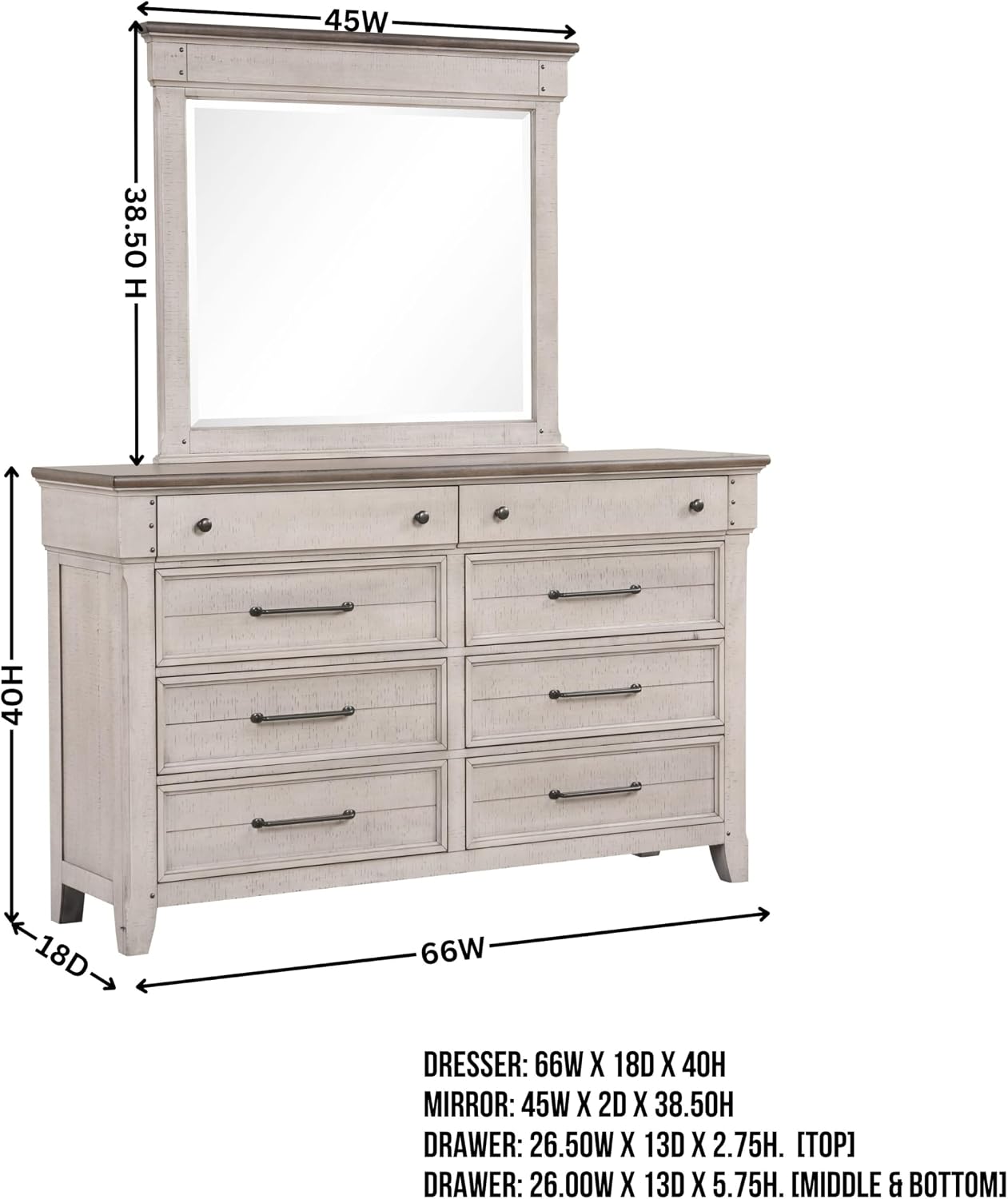 Roundhill Furniture Walcott 4-Piece Bedroom Set with Touch LED Lighting, Weathered Dusty-Taupe Finish, King