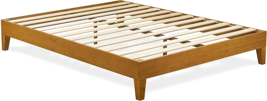 East West Furniture NVP-23-Q Queen Size Platform Bed Frame with 4 Hardwood Legs and 2 Extra Center Legs - Oak Finish