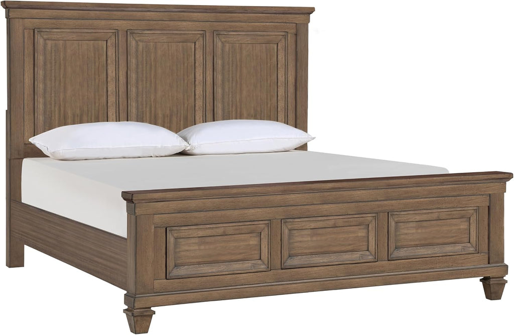 New Classic Furniture Mariana 4-Piece Wood King Bedroom Set with Nightstand, Vintage Mocha